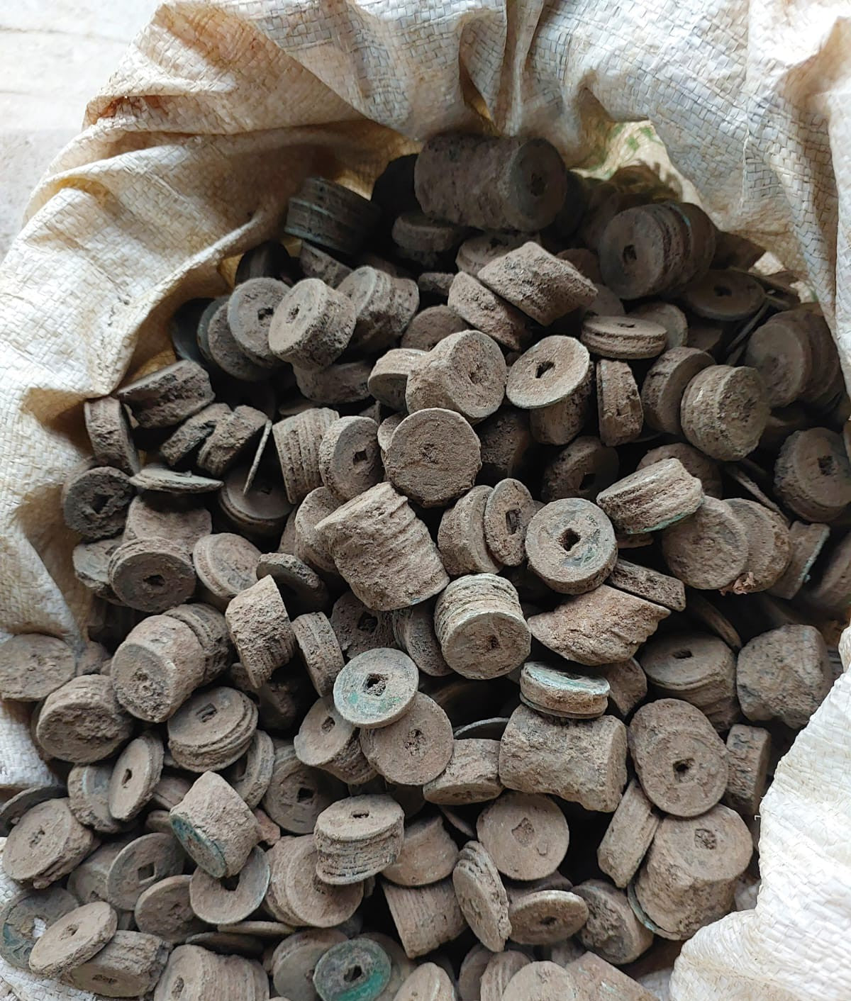 a bag of china coin clumps