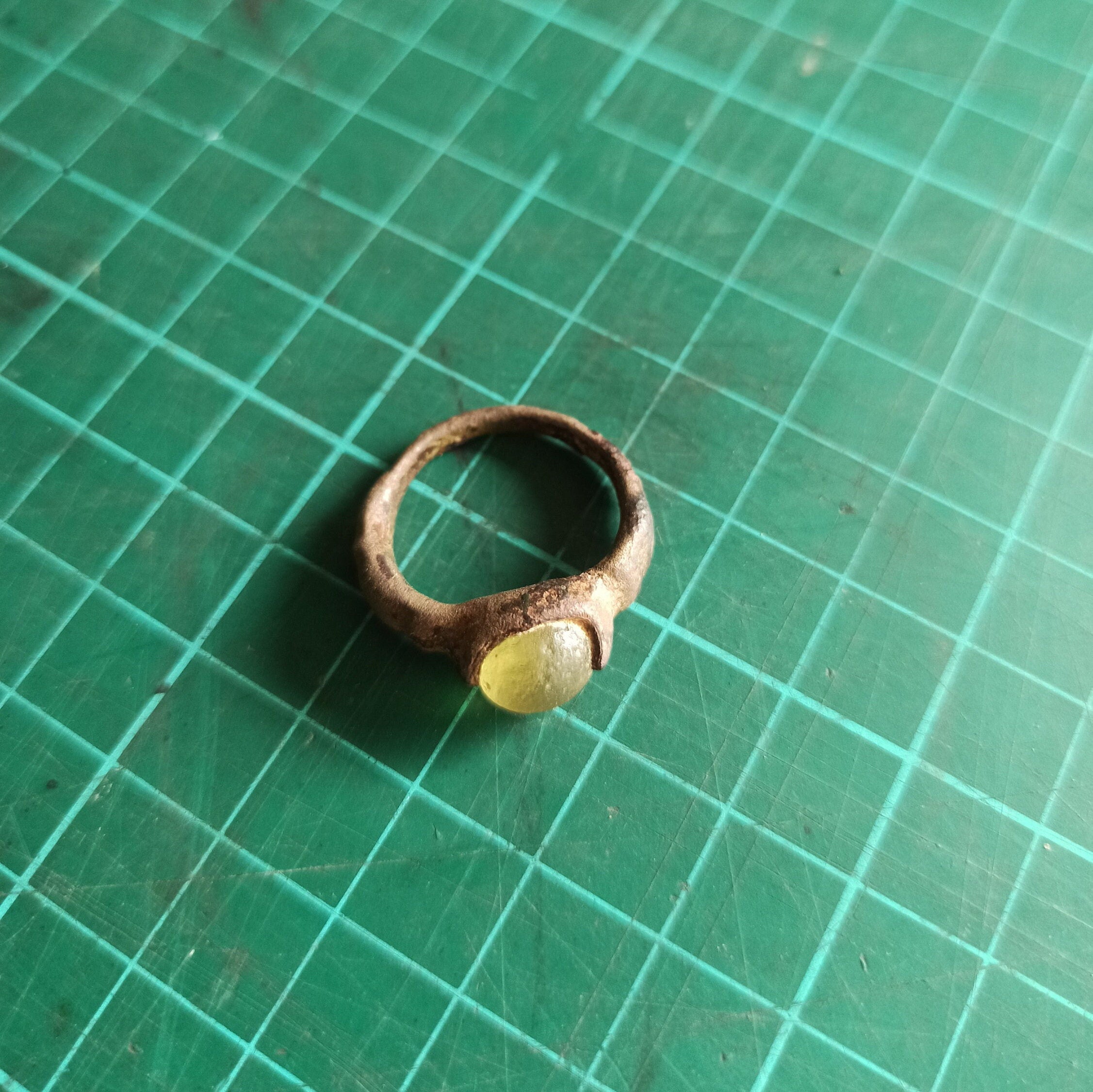 Ancient Javanese Bronze Gemstone Ring Metal Detector Finds | Uncleaned Artifact