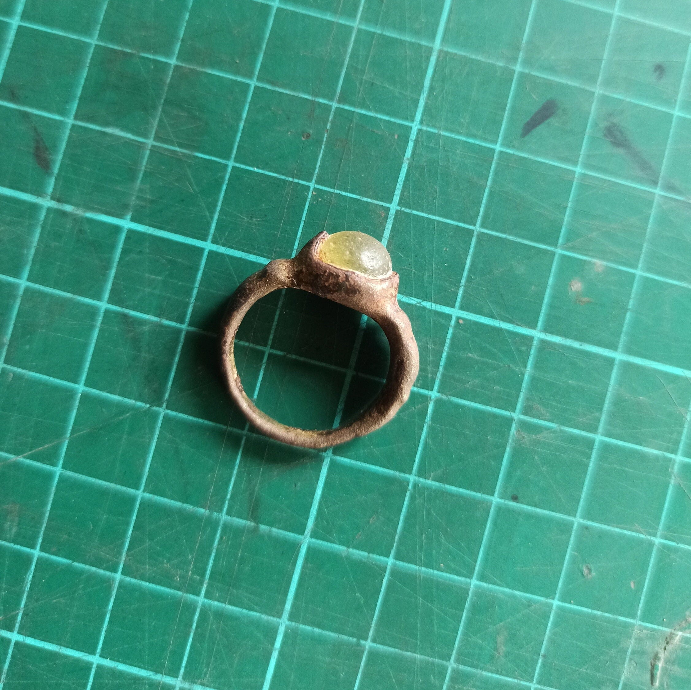 Ancient Javanese Bronze Gemstone Ring Metal Detector Finds | Uncleaned Artifact