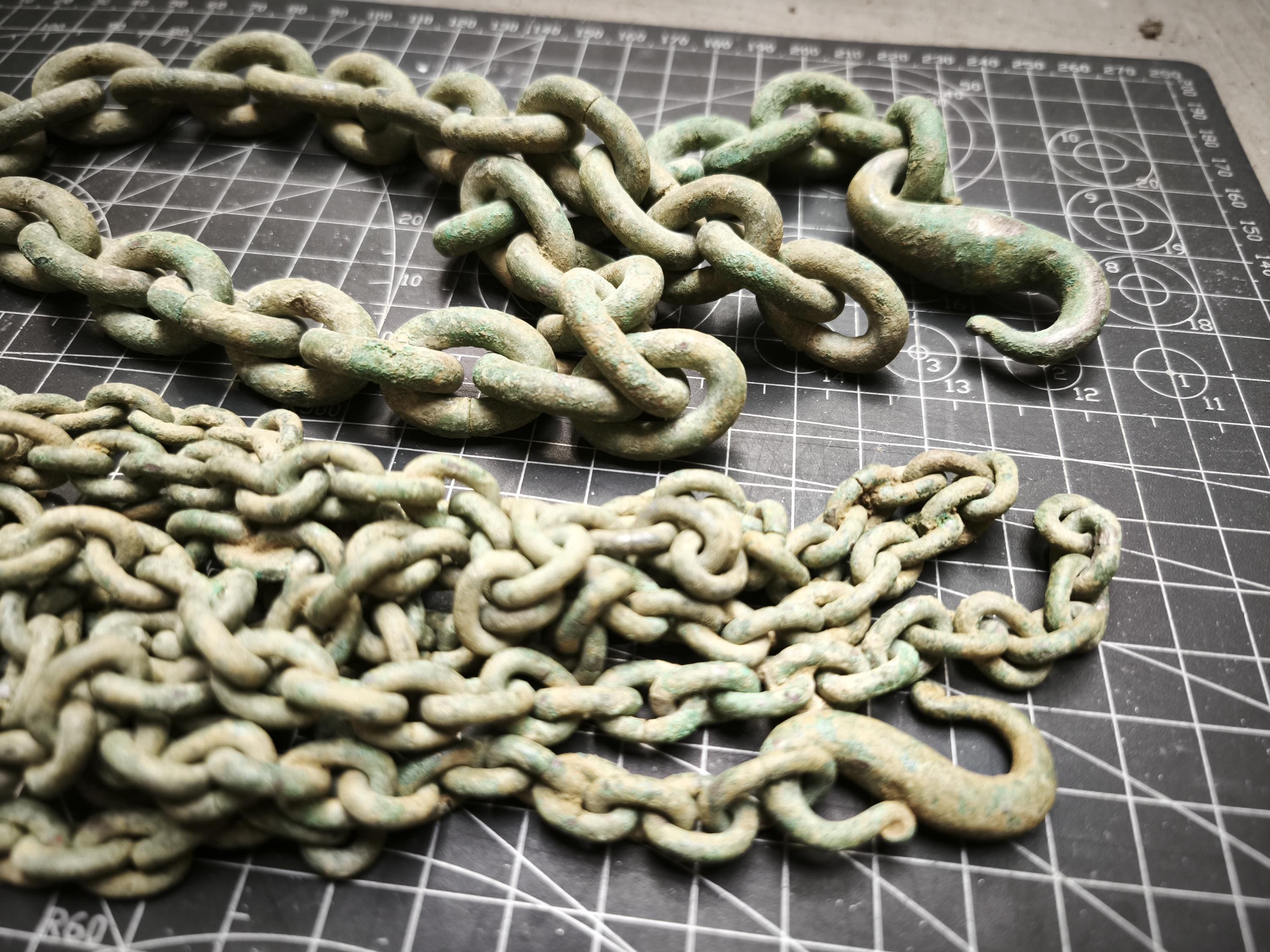 Ancient Greenish-brown silver alloy chain - big & small type